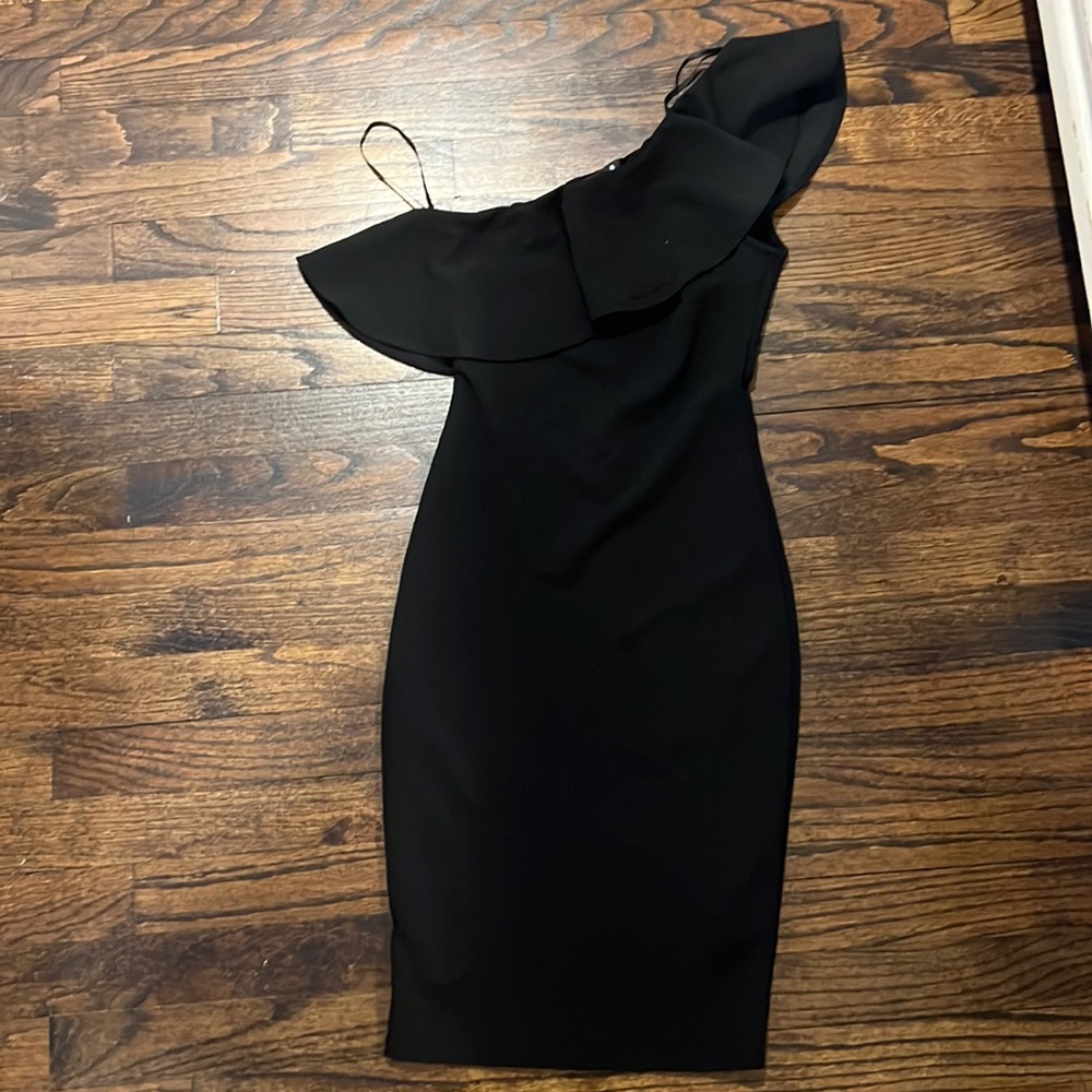 Lulus - black - one shoulder ruffle dress - worn once